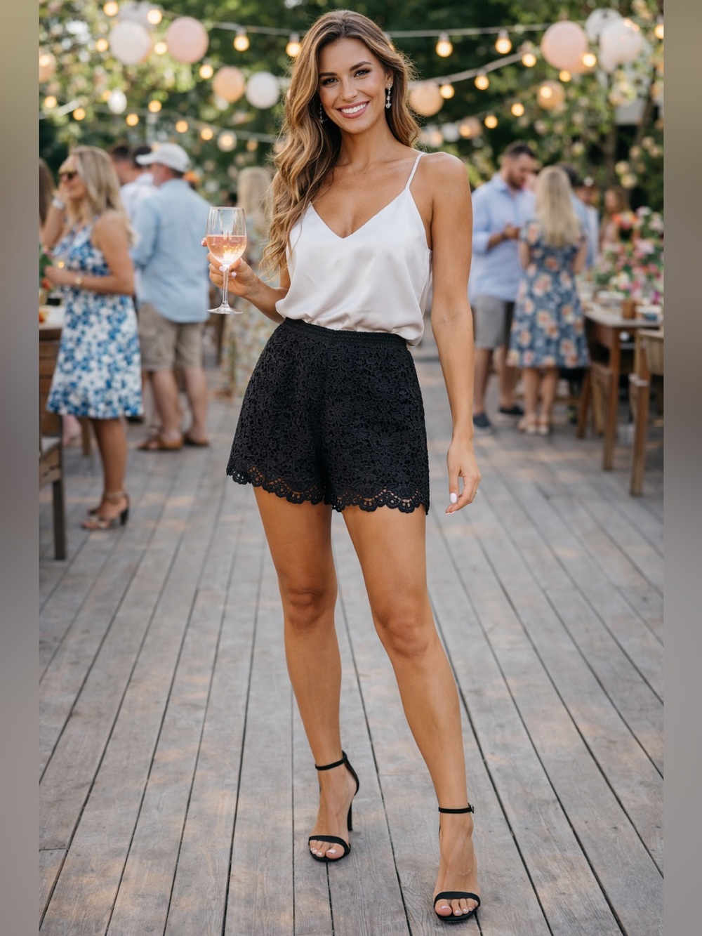 Luxe Black Lace Shorts Summer Chic Goth Grunge  Glam Quiet Luxury M